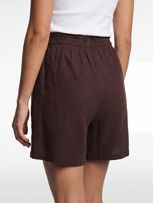 Short Lino Mujer Café