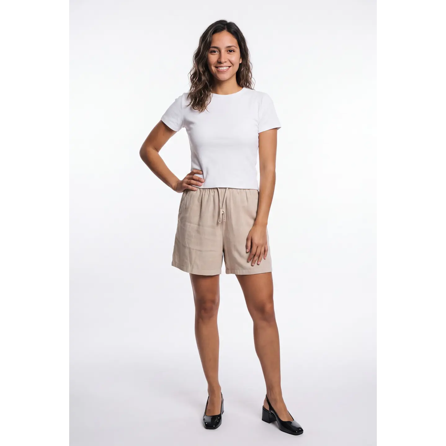 Short Lino Mujer Beige 3