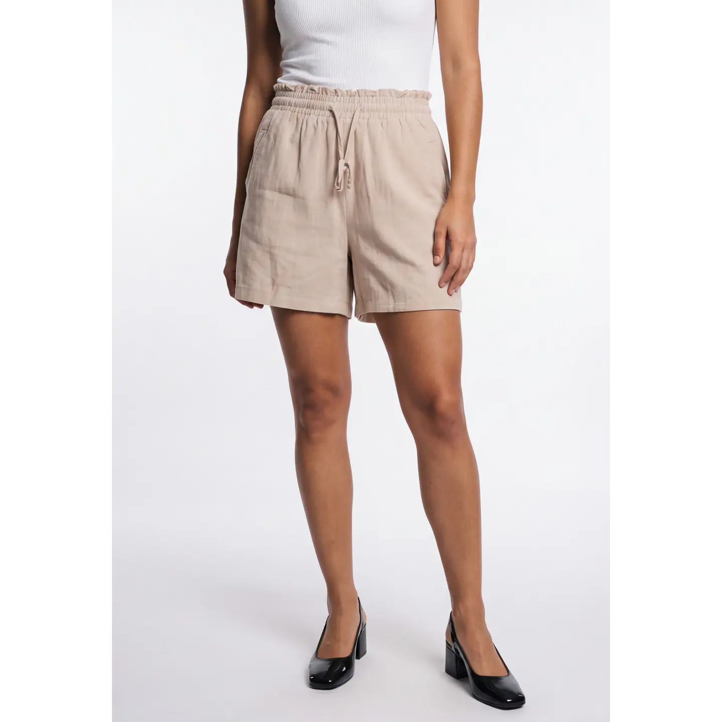 Short Lino Mujer Beige 1