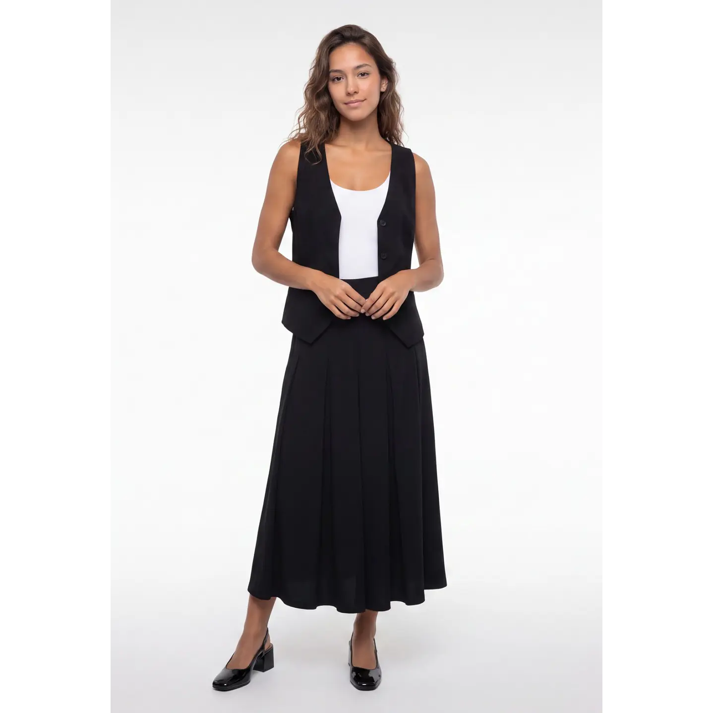Vest Lino Mujer Negro 3