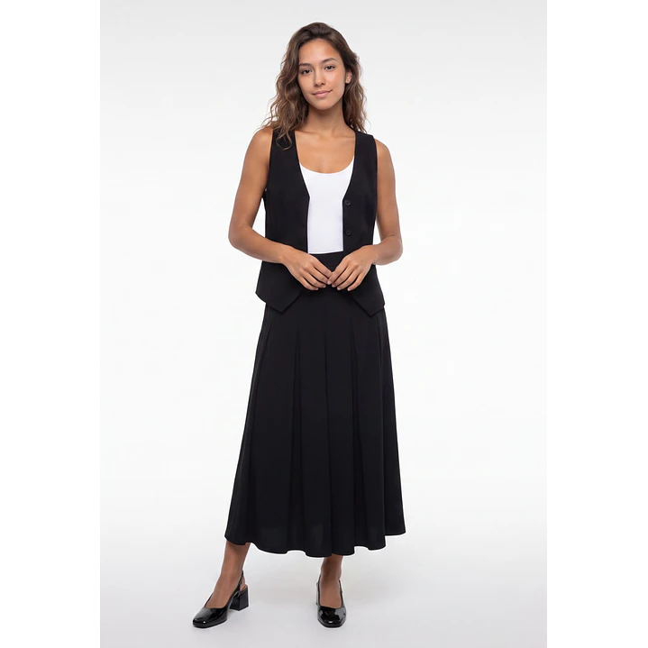 Vest Lino Mujer Negro 3