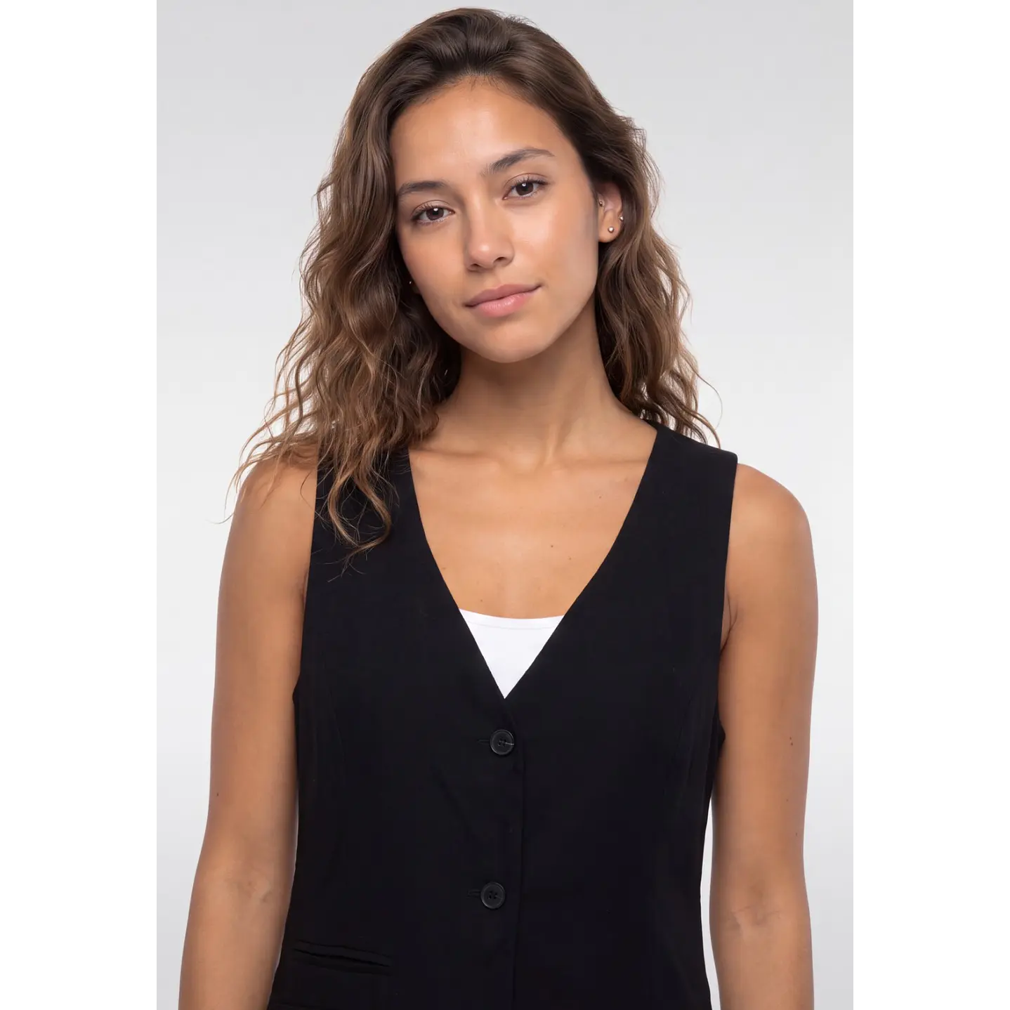 Vest Lino Mujer Negro 2