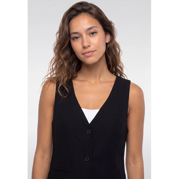 Vest Lino Mujer Negro 2