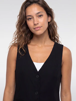 Vest Lino Mujer Negro