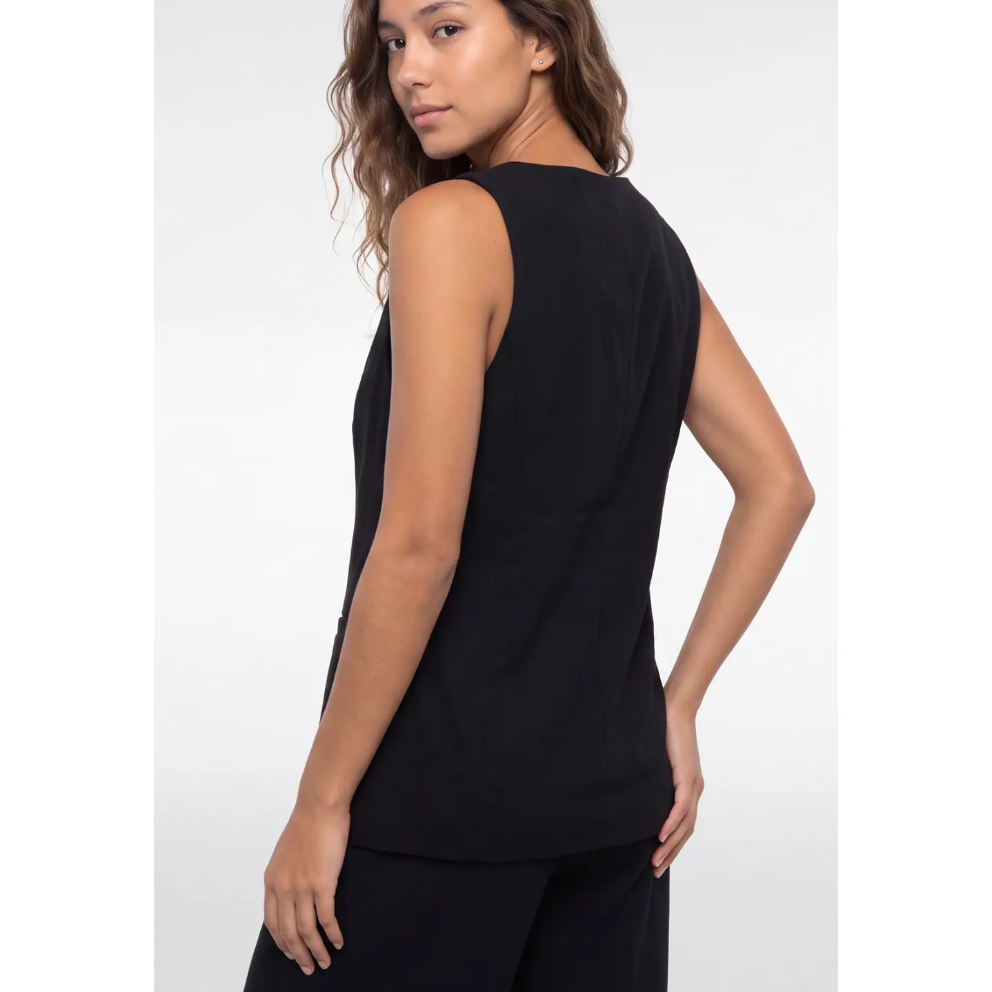 Vest Lino Mujer Negro 4