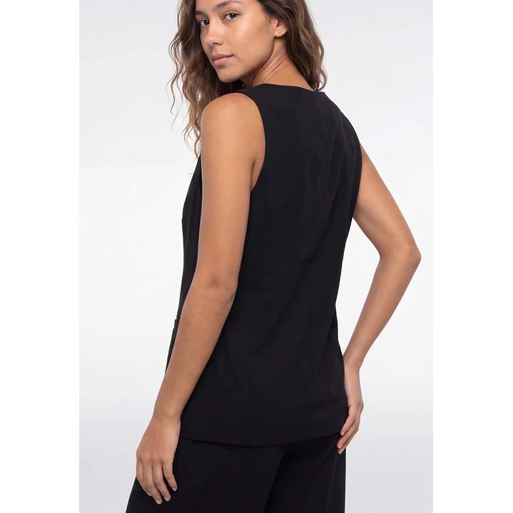 Vest Lino Mujer Negro 4