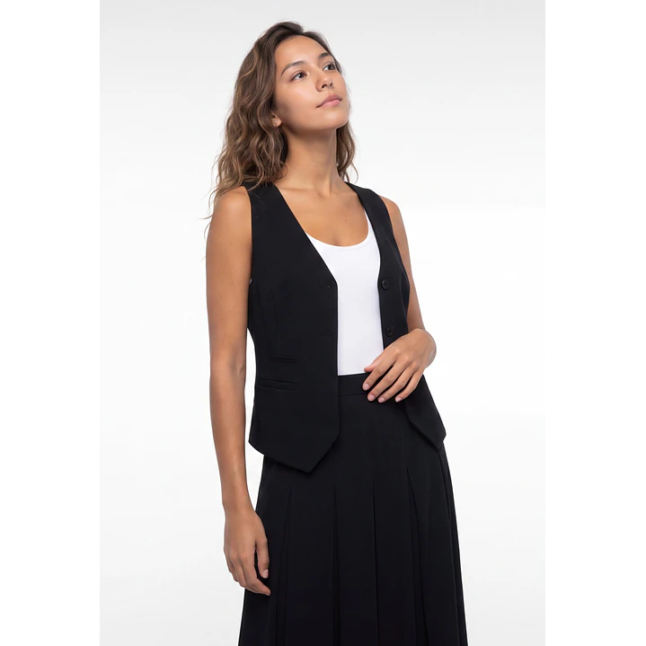 Vest Lino Mujer Negro 1