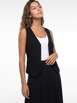 Vest Lino Mujer Negro