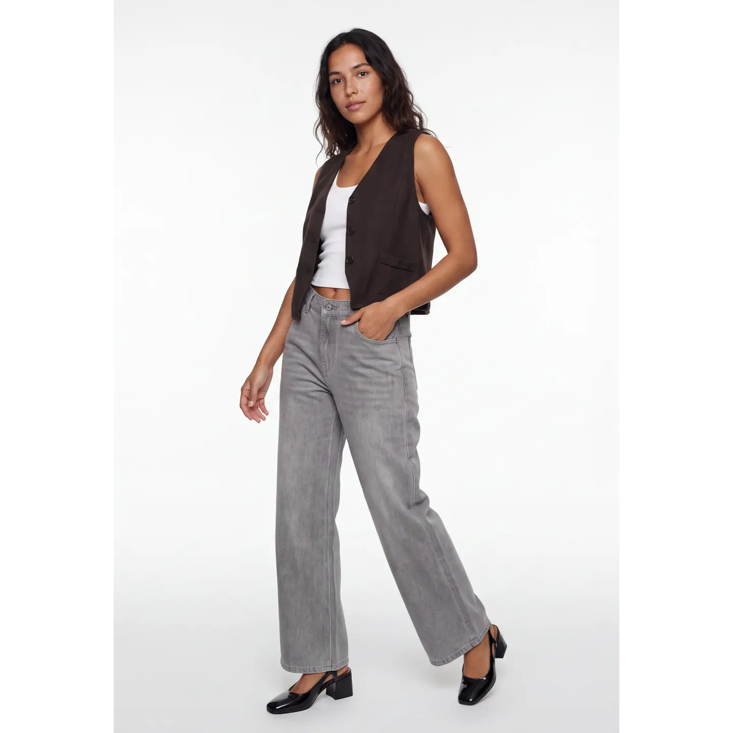 Vest Lino Mujer Café 3