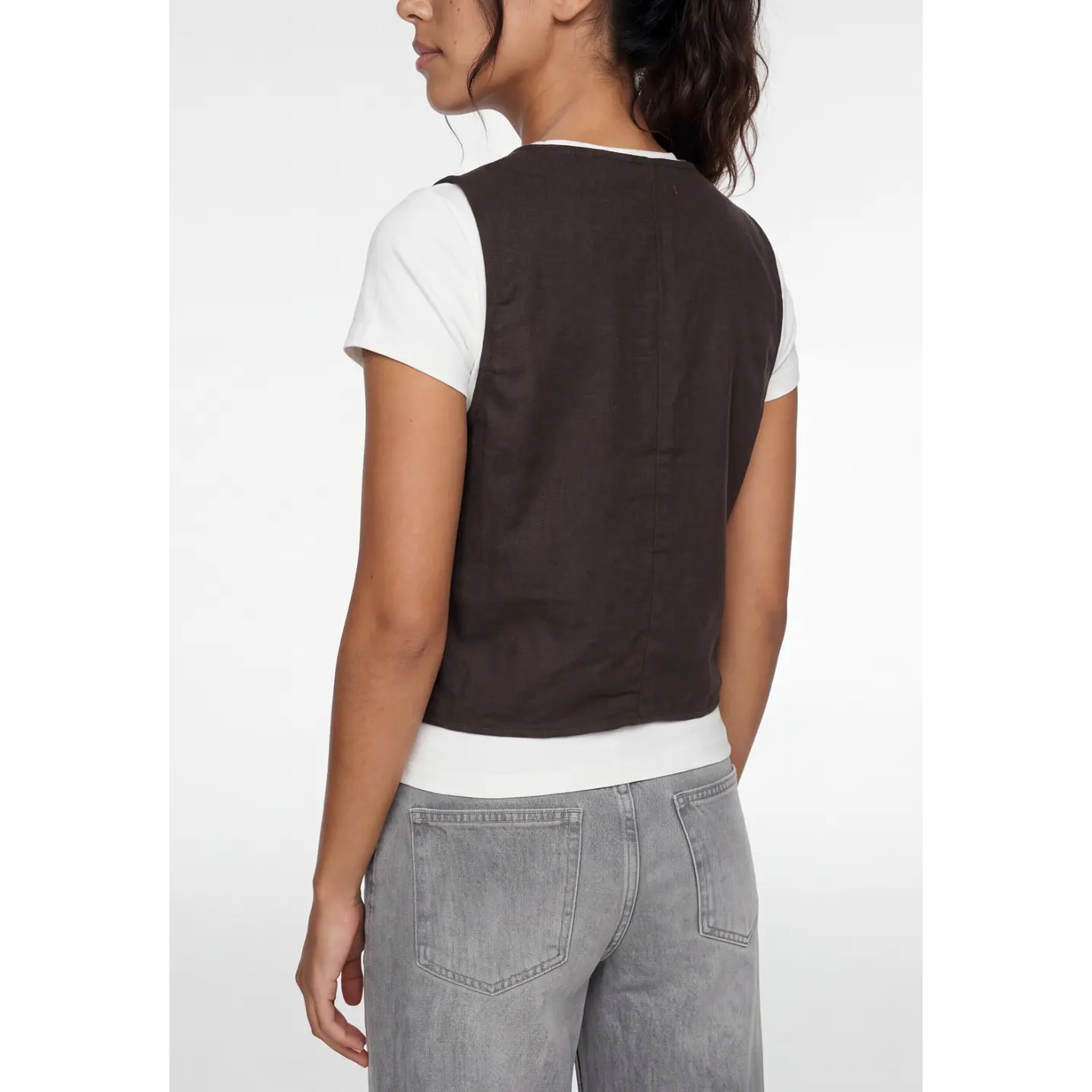 Vest Lino Mujer Café 2
