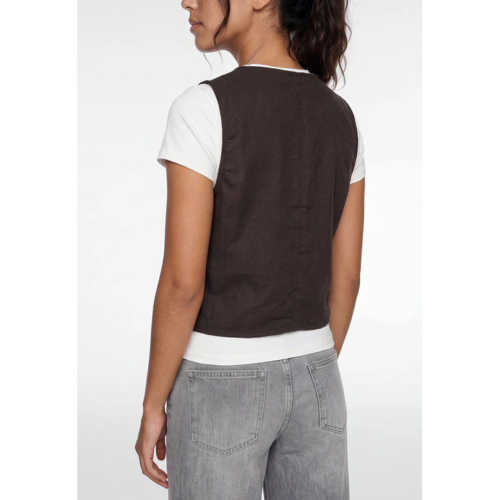 Vest Lino Mujer Café 2
