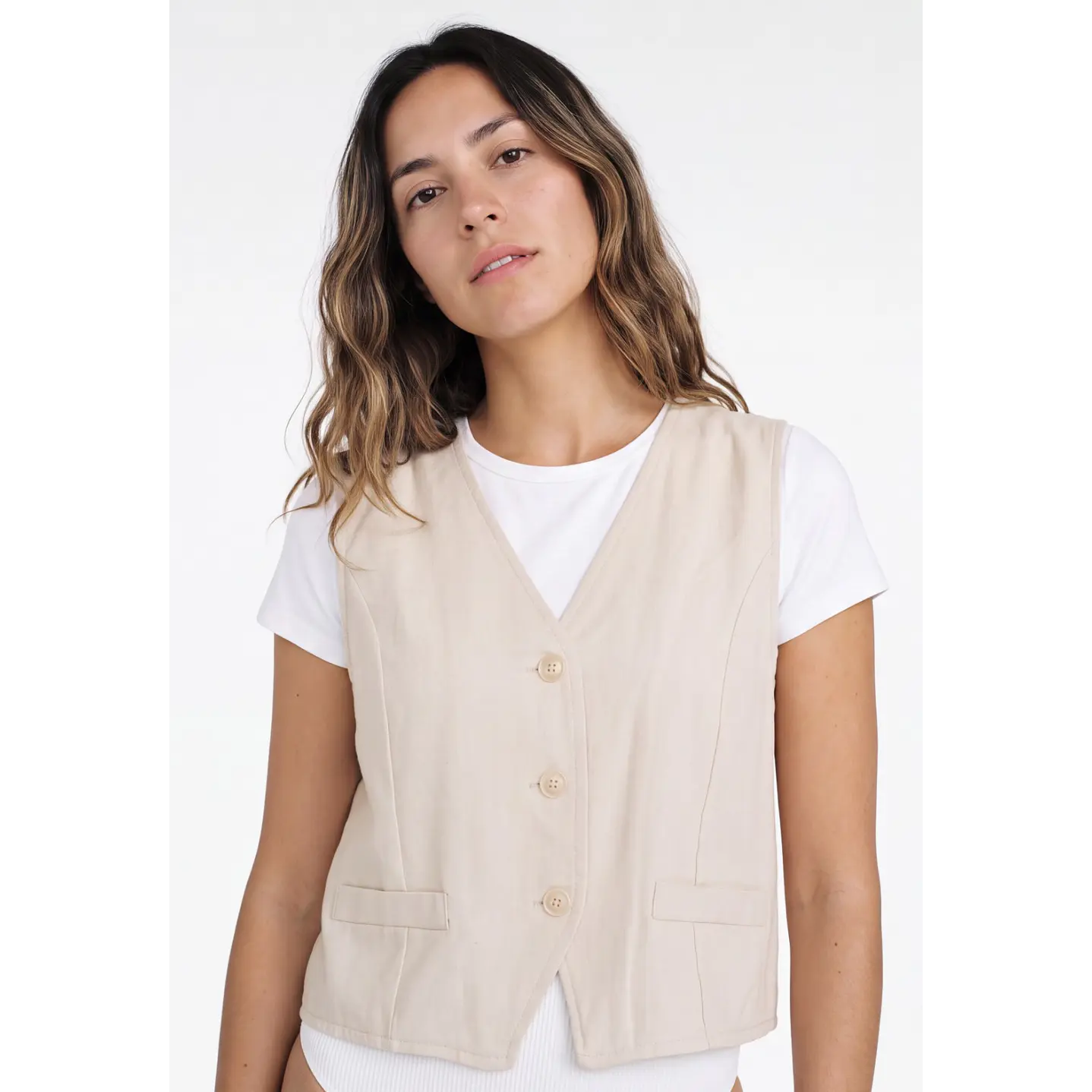 Vest Lino Mujer Crudo 3