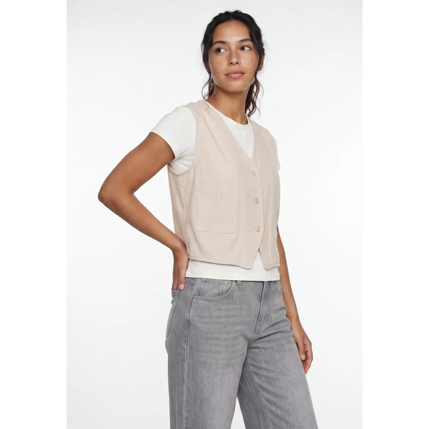 Vest Lino Mujer Crudo 4