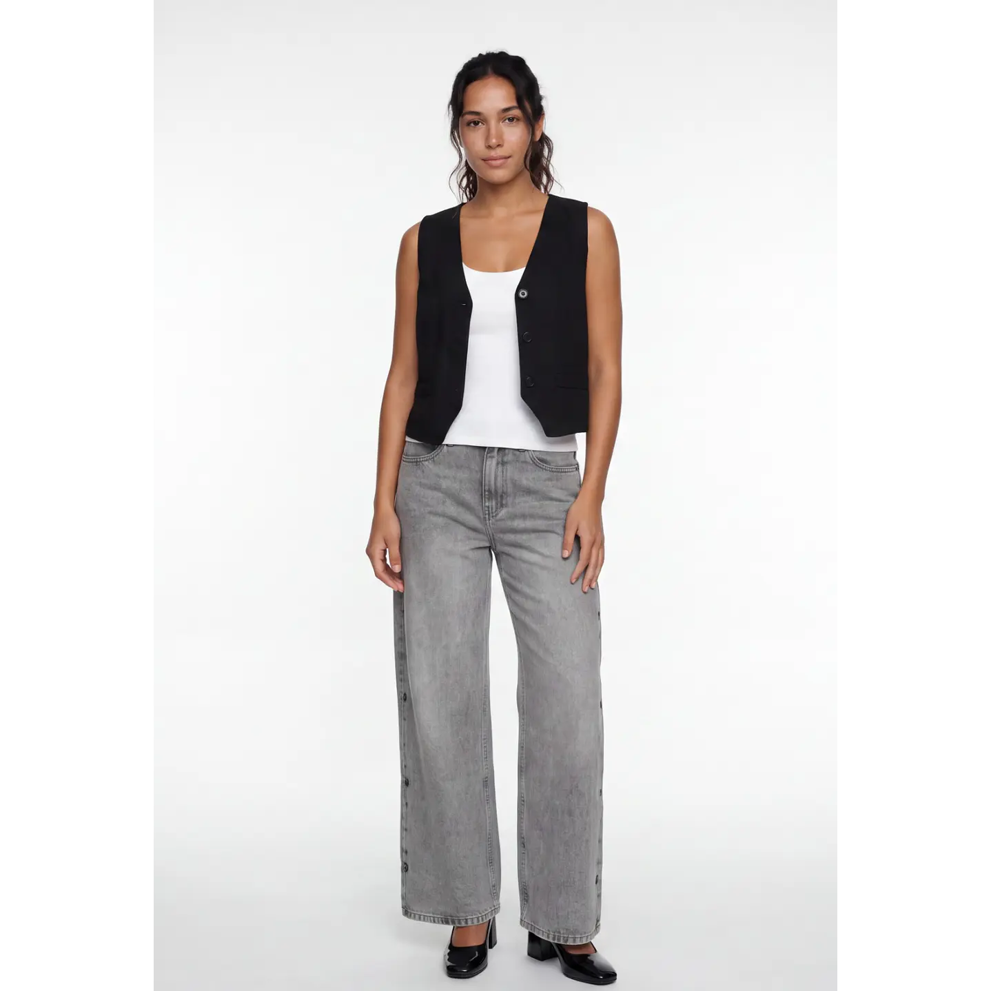 Vest Lino Mujer Negro 3