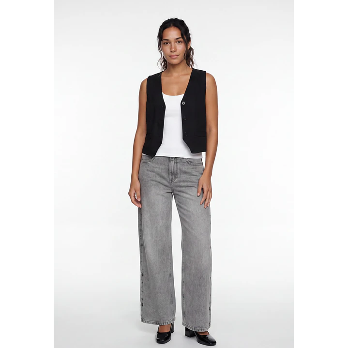 Vest Lino Mujer Negro 3