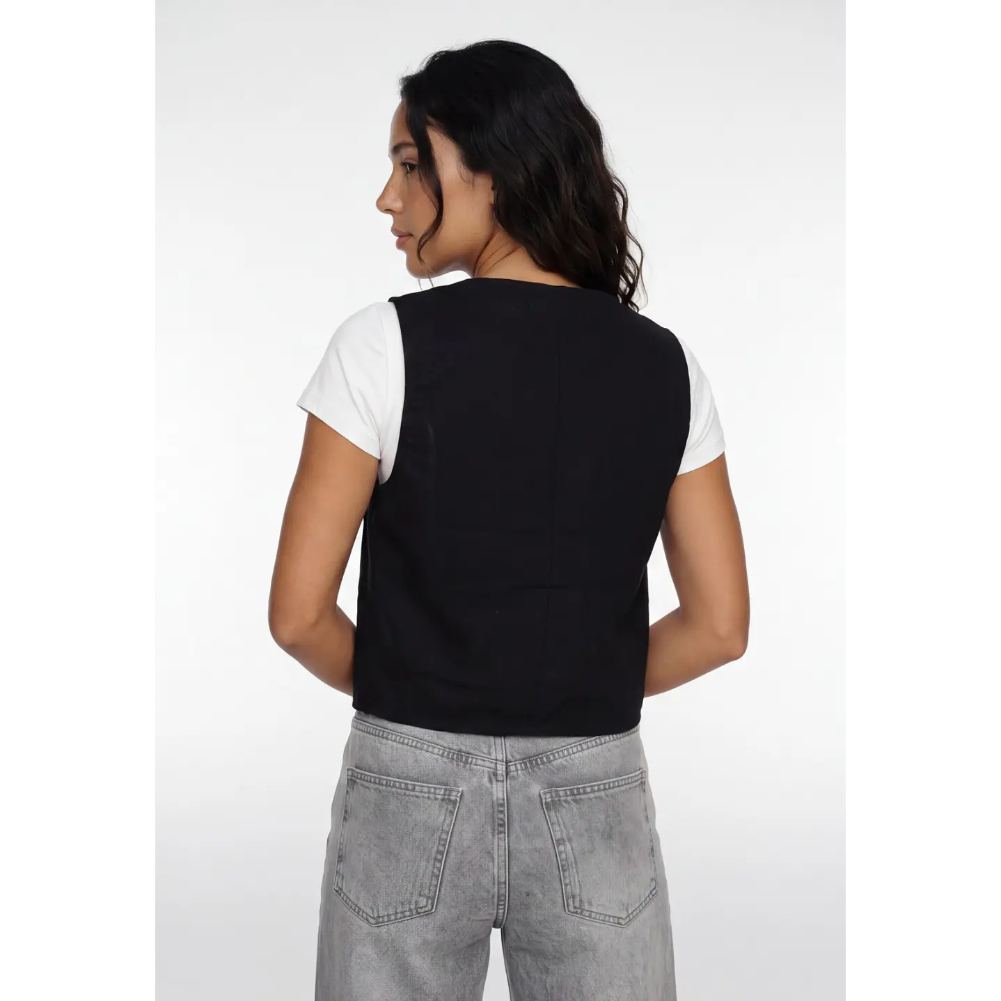 Vest Lino Mujer Negro 2
