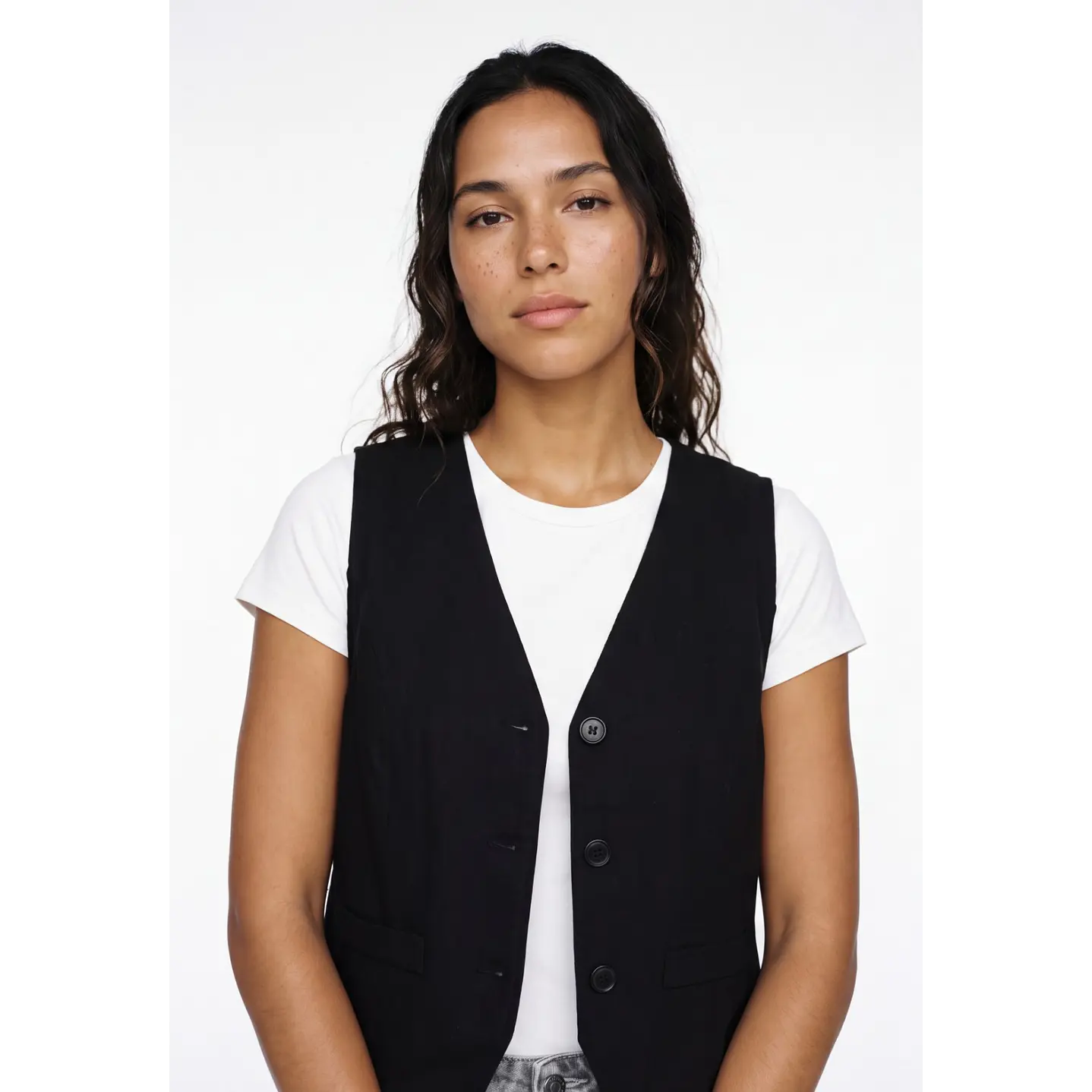 Vest Lino Mujer Negro 4