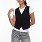Vest Lino Mujer Negro - Miniatura 1