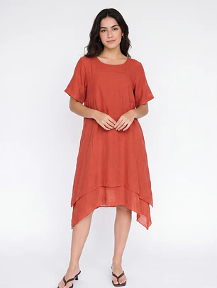 Vestido Doble Mujer Coral