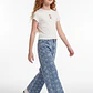 Jeans Flores Wide Leg Niña Azul - Miniatura 3