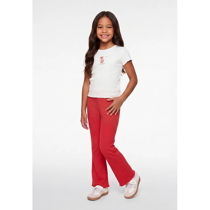 Calza Rib Flare Niña Rojo 3
