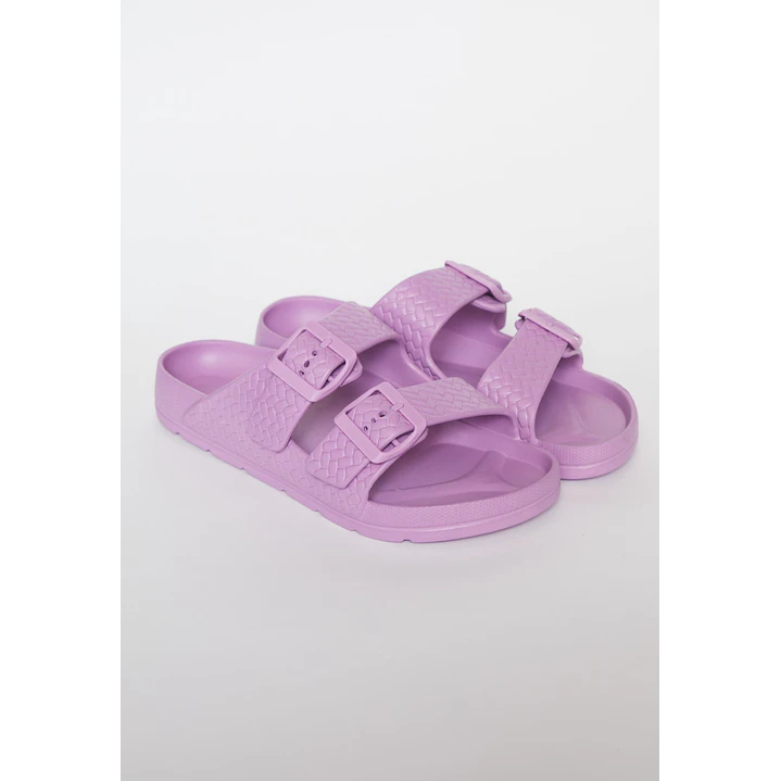 Zueco Doble Hebilla Mujer Morado 1