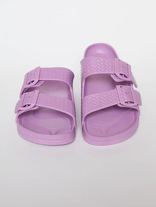 Zueco Doble Hebilla Mujer Morado