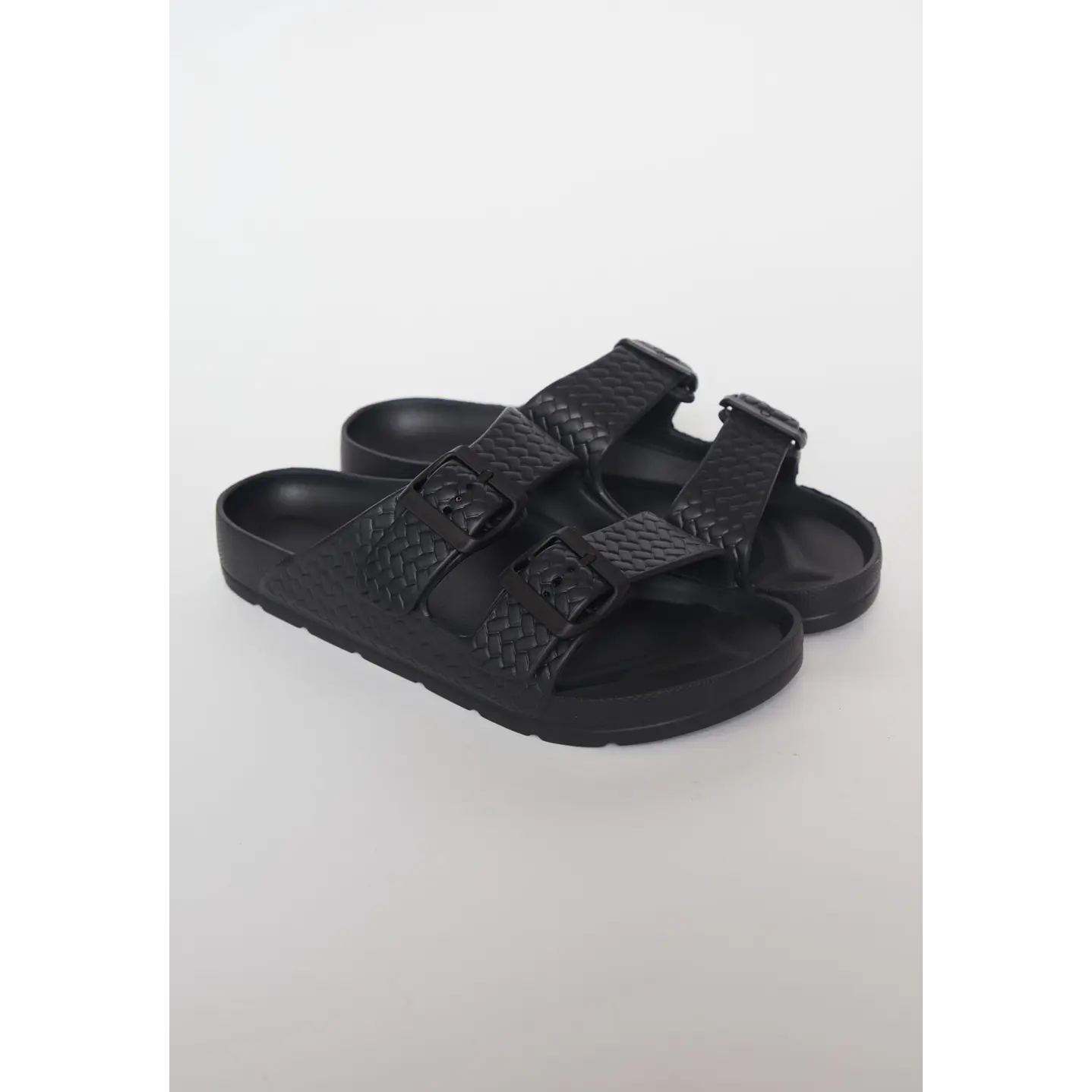 Zueco Doble Hebilla Mujer Negro 1