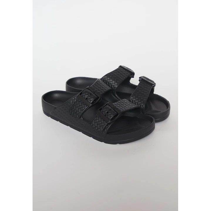 Zueco Doble Hebilla Mujer Negro 1
