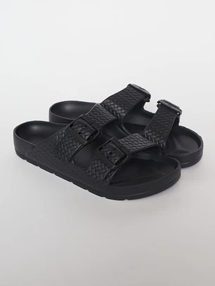 Zueco Doble Hebilla Mujer Negro