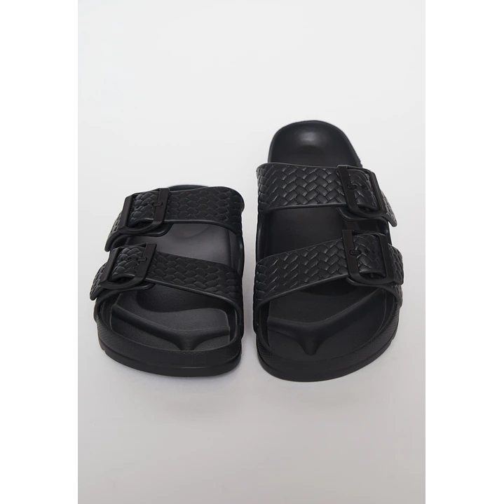 Zueco Doble Hebilla Mujer Negro 2