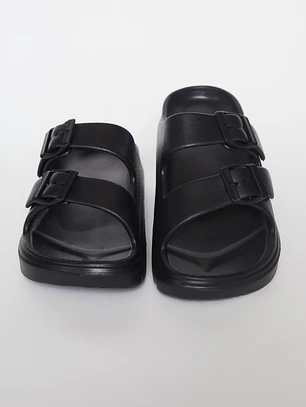 Zueco Slippers Doble Mujer Negro