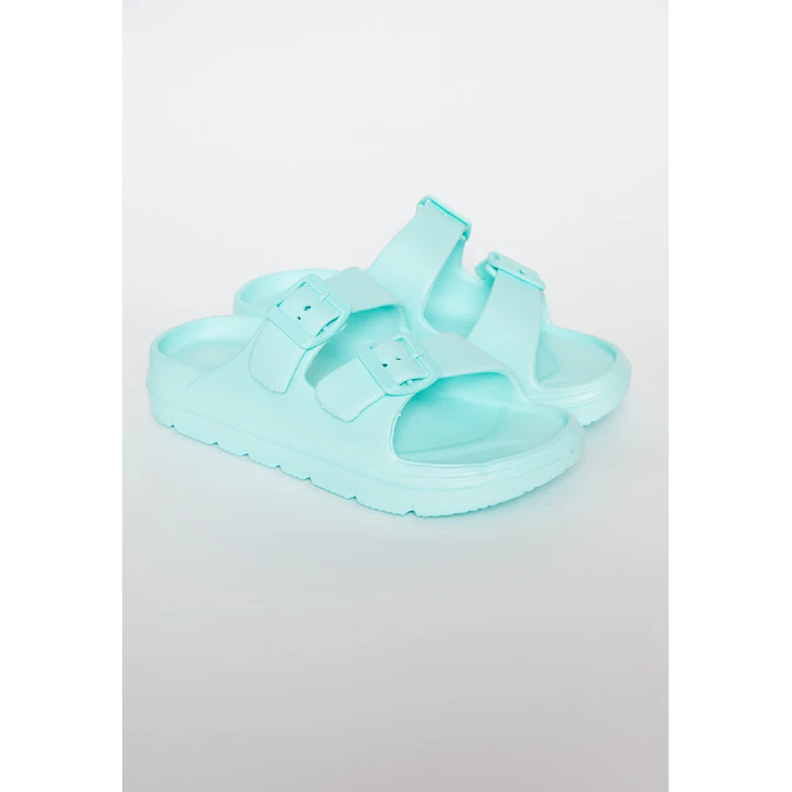 Zueco Slippers Doble Mujer Celeste 1