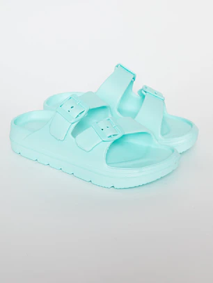 Zueco Slippers Doble Mujer Celeste