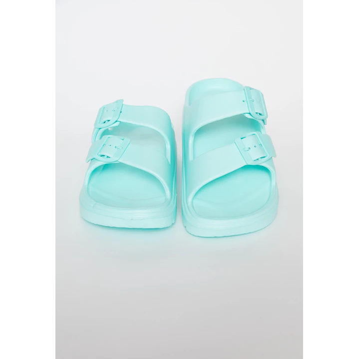 Zueco Slippers Doble Mujer Celeste 2