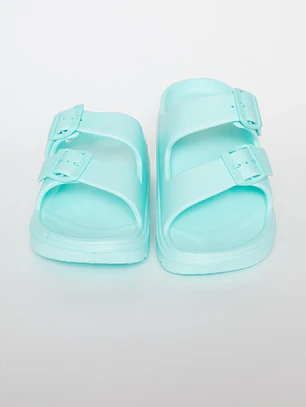 Zueco Slippers Doble Mujer Celeste