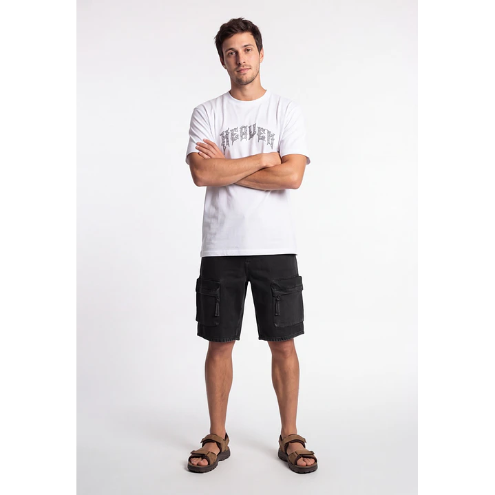 Bermuda Denim Cargo Hombre Negro 3