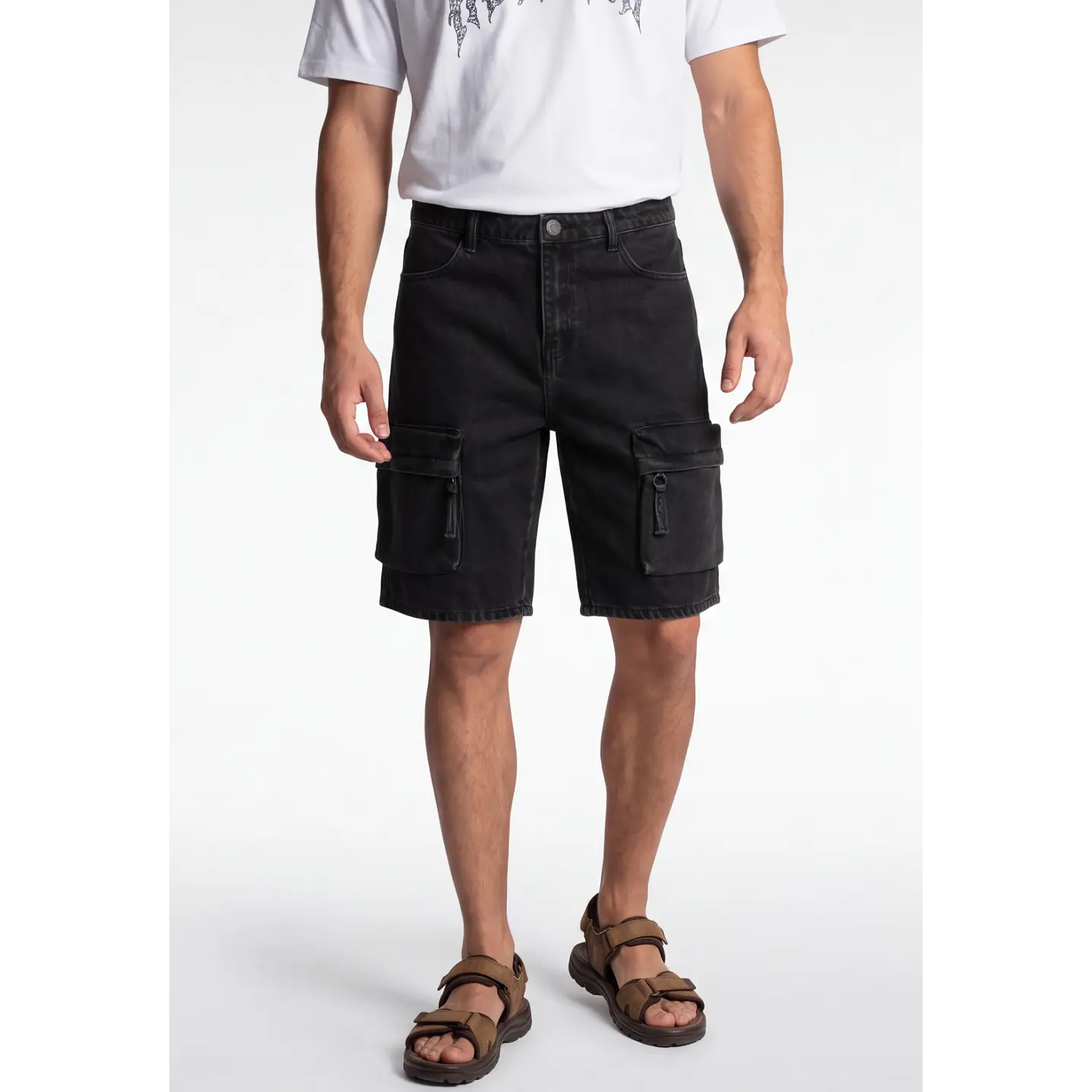 Bermuda Denim Cargo Hombre Negro 1