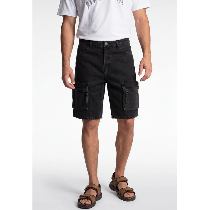 Bermuda Denim Cargo Hombre Negro 1