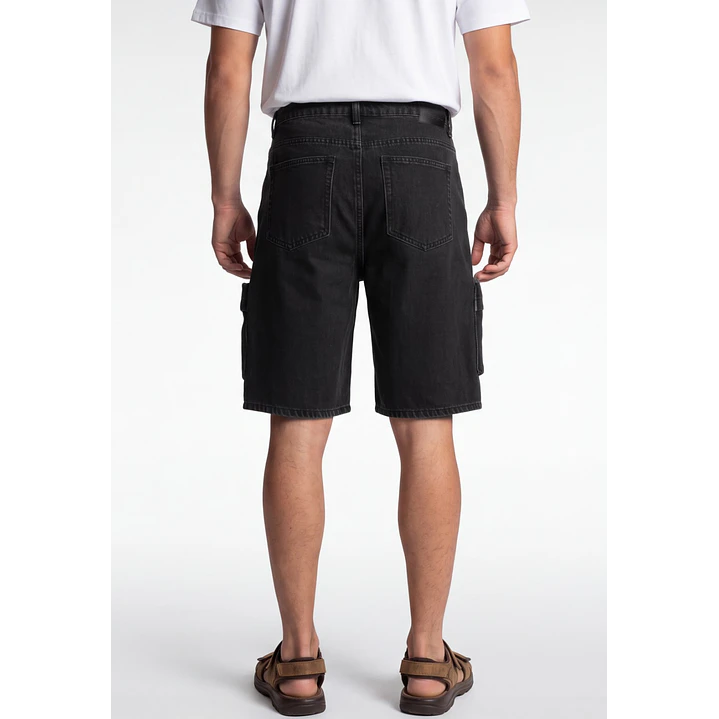 Bermuda Denim Cargo Hombre Negro 2