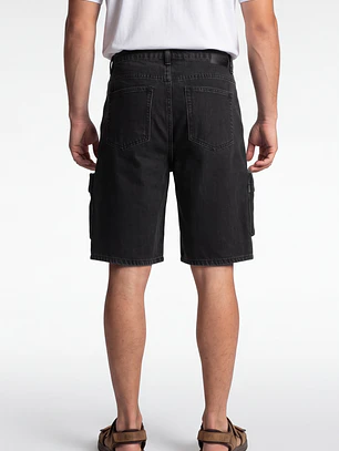 Bermuda Denim Cargo Hombre Negro