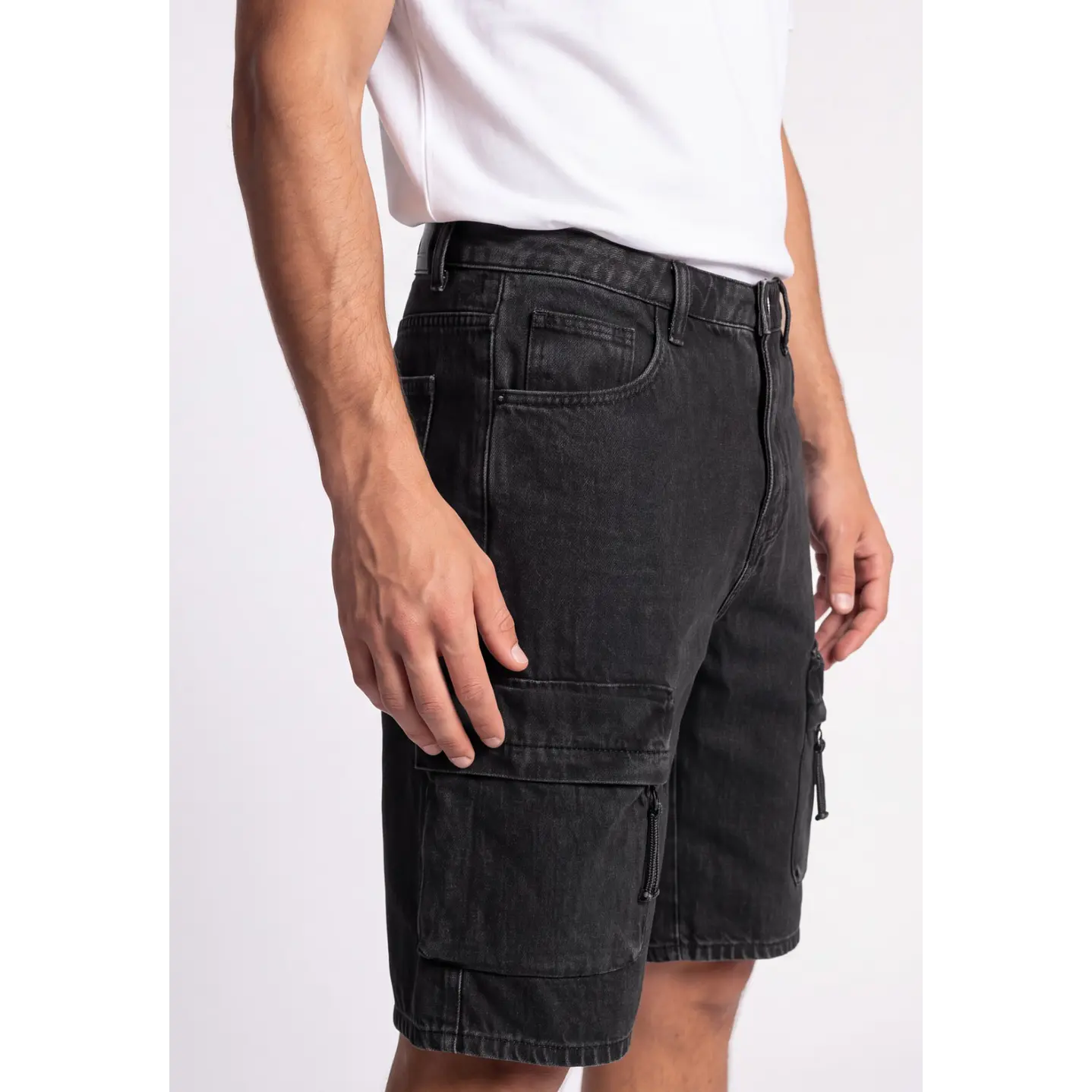 Bermuda Denim Cargo Hombre Negro 4