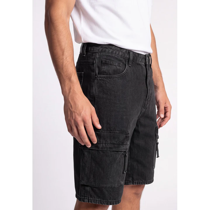 Bermuda Denim Cargo Hombre Negro 4