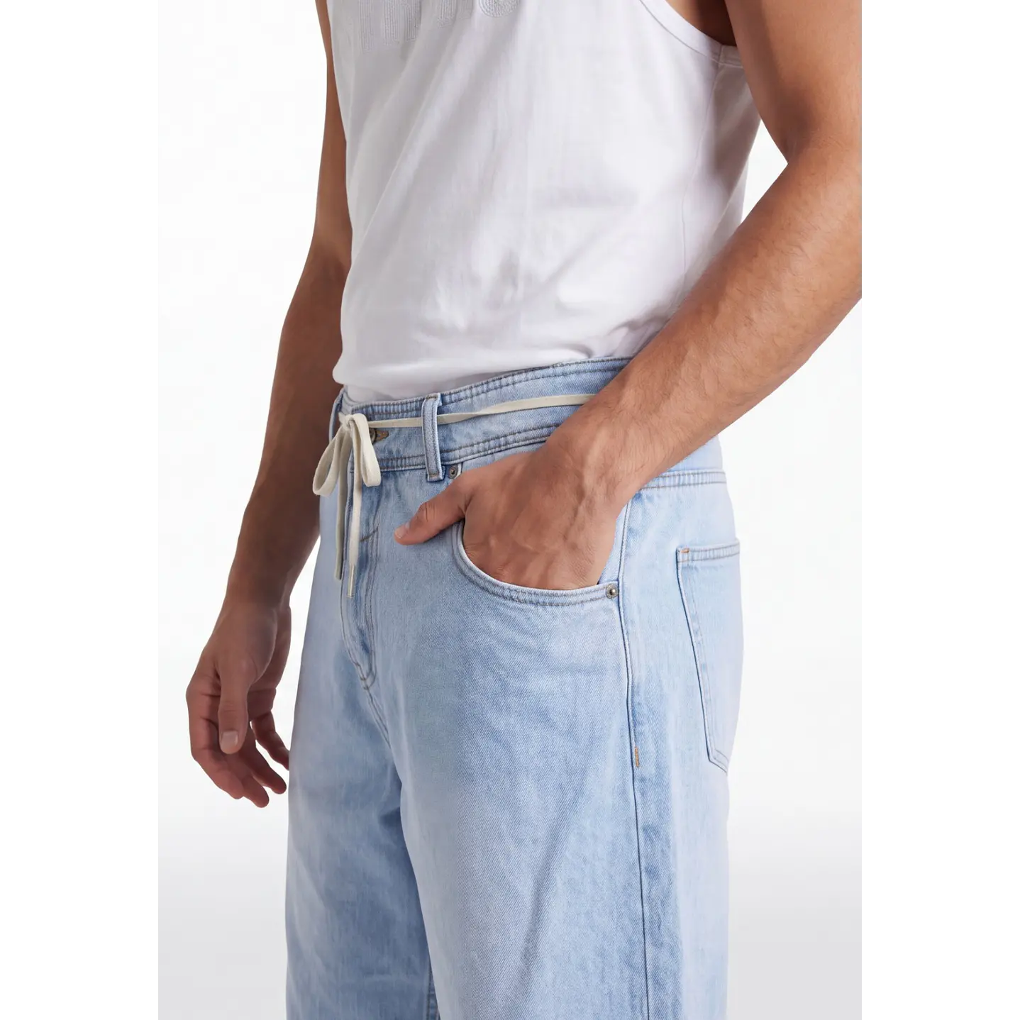 Bermuda Denim Loose Hombre Celeste 4