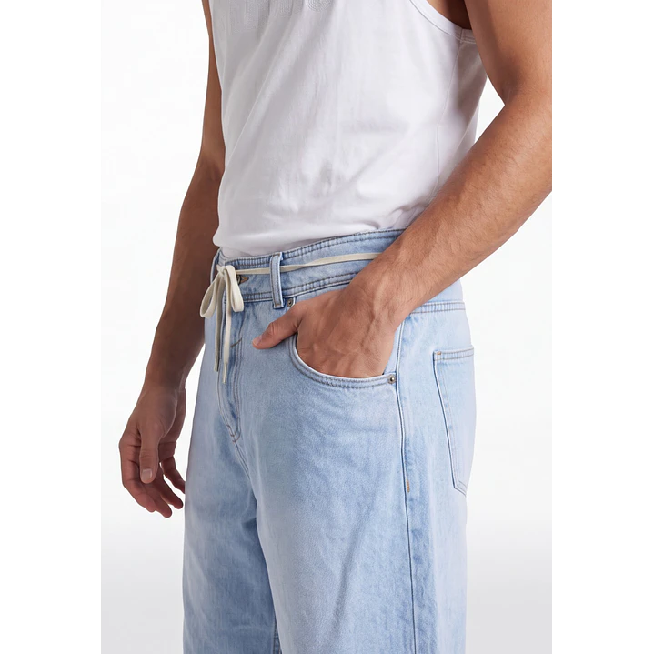 Bermuda Denim Loose Hombre Celeste 4