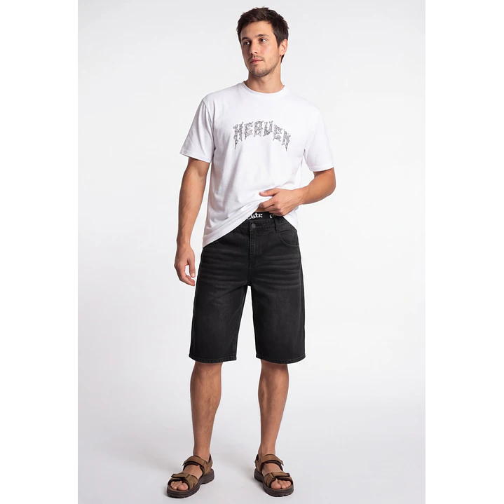 Bermuda Denim Wide Leg Hombre Negro 3