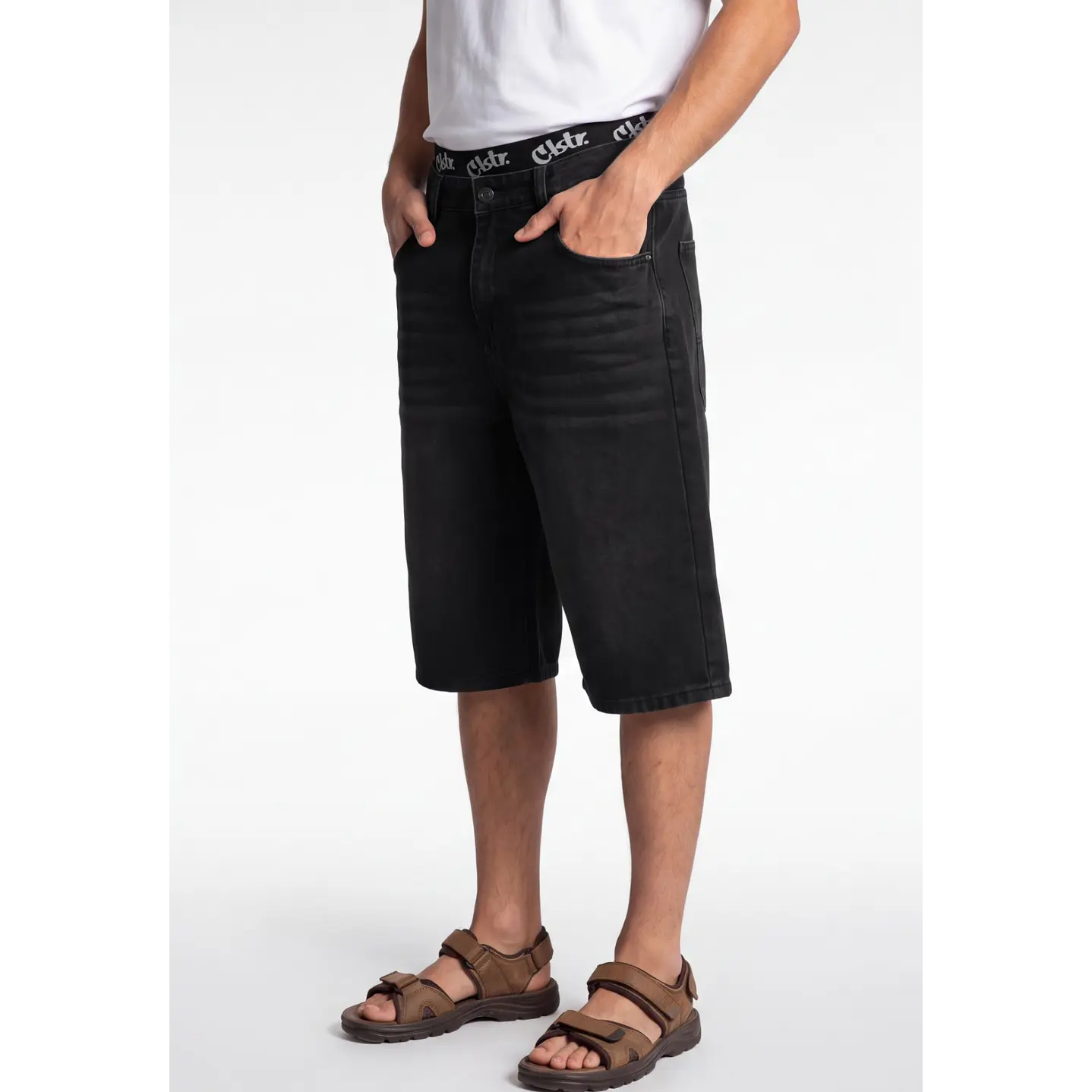 Bermuda Denim Wide Leg Hombre Negro 1