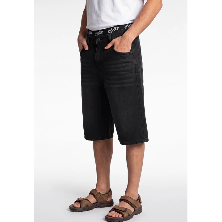 Bermuda Denim Wide Leg Hombre Negro 1