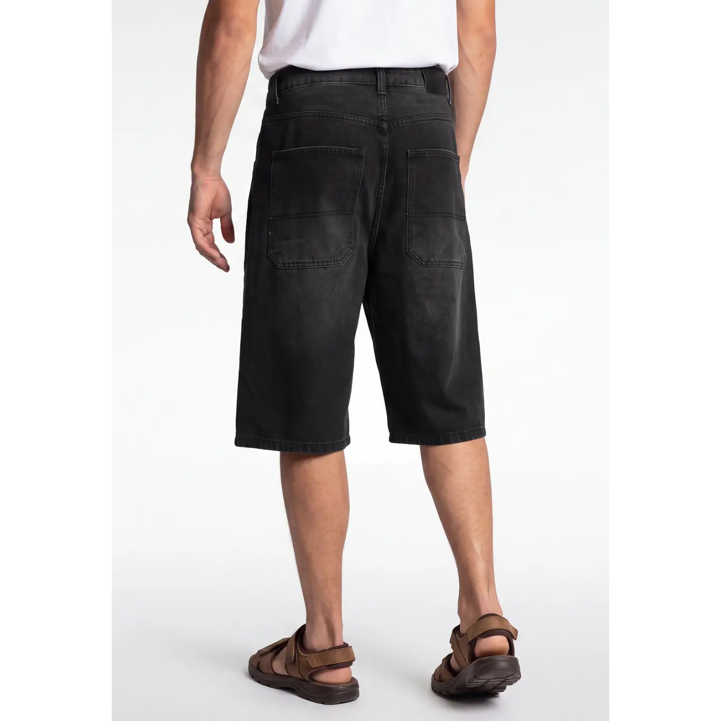 Bermuda Denim Wide Leg Hombre Negro 2