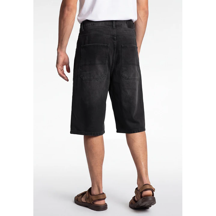 Bermuda Denim Wide Leg Hombre Negro 2